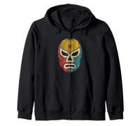 Vintage Lucha Libre Mask Funny Retro Mexican Luchador Mask Zip Hoodie