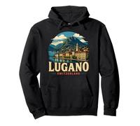 Vintage Lugano Switzerland Travel Souvenir Landmark Gift Pullover Hoodie