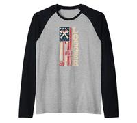 Vintage Lumberjack American Flag Forestry Technician Logger Raglan Baseball Tee