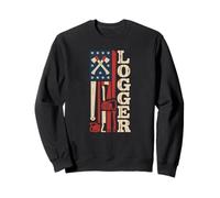 Vintage Lumberjack American Flag Forestry Technician Logger Sweatshirt