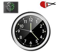 Vintage Luminous Mini Clock - Retro Dashboard with Adhesive & Air Vent Clip, Easy-Read Analog for Car, Motorcycle (Black)
