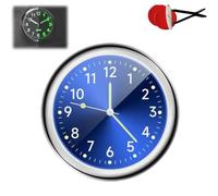 Vintage Luminous Mini Clock - Retro Dashboard with Adhesive & Air Vent Clip, Easy-Read Analog for Car, Motorcycle (Blue)
