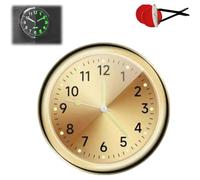 Vintage Luminous Mini Clock - Retro Dashboard with Adhesive & Air Vent Clip, Easy-Read Analog for Car, Motorcycle (Gold)