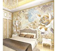 Vintage Luxury Golden Rose Geometric Pattern 3D Wallpaper Textured Silk Easy Install Living Room Sofa Bedroom Dining Room Home Decoration Wall-430cm×300cm