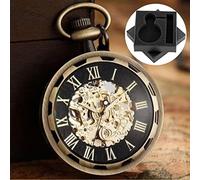 Vintage Luxury Mechanical Pocket Watch Men Xmas Gift Retro Hand-Winding Movement Roman Numerals Display Manual Pocket Timepiece,H with Box