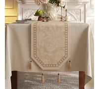 Vintage Luxury Octagonal Table Runner, Light Luxury Waterproof Oilproof Long Table Runner, For Dining Desk Dresser Coffee Desk Home Decor(Beige,200cm/78.7in)