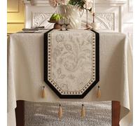 Vintage Luxury Octagonal Table Runner, Light Luxury Waterproof Oilproof Long Table Runner, For Dining Desk Dresser Coffee Desk Home Decor(Black,120cm/47.2in)