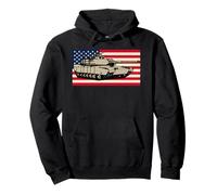 Vintage M1 Abrams Tank Drawing American Flag Pullover Hoodie