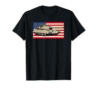 Vintage M1 Abrams Tank Drawing American Flag T-Shirt