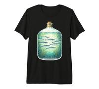 Vintage Mackerel Shoal s Glass Bottle s Nautical Sea Life Premium T-Shirt
