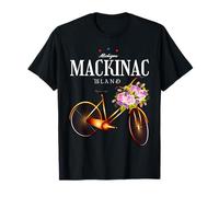 Vintage mackinac island michigan with Activities flower bike T-Shirt