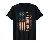 Vintage Made In 1946 American Flag 80th Birthday Gifts Men T-Shirt