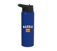 Vintage Madrid Spain Spanish Flag España Souvenir Retro Stainless Steel Insulated Water Bottle
