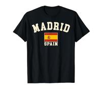Vintage Madrid Spain Spanish Flag España Souvenir Retro Value Graphic T-Shirt, Men, Black, XL