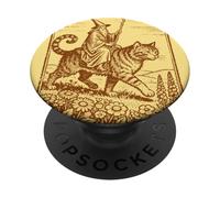 Vintage Mage Riding Giant Cat RPG Fantasy Dark-Academia Art PopSockets Adhesive PopGrip