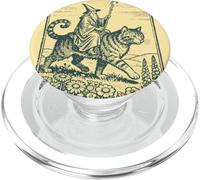 Vintage Mage Riding Giant Cat RPG Fantasy Dark-Academia Art PopSockets PopGrip for MagSafe