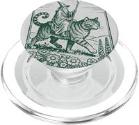 Vintage Mage Riding Giant Cat RPG Fantasy Dark-Academia Art PopSockets PopGrip for MagSafe