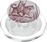 Vintage Mage Riding Giant Cat RPG Fantasy Dark-Academia Art PopSockets PopGrip for MagSafe