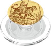 Vintage Mage Riding Giant Cat RPG Fantasy Dark-Academia Art PopSockets PopGrip for MagSafe