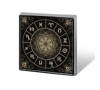 Vintage Magic Circle with Zodiacs Sign on Abstract Mystic Background Square Badge Smooth Surface Lapel Tie Pin, Lightweight Badge for Women Men Office Worker Nurse Teacher Student Shirts Backpack