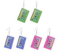 Vintage magnetic tape dangling earrings | 80s disco party earrings punk style colorful personalized female models creative birthday gift(Fluorescent yellow)