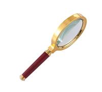Vintage Magnifying Glass with Gold-Plated Frame, Rosewood Handle, Large 100mm Lens for Reading and Inspection
