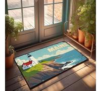 Vintage Maine Coastal Area Rug, With Custom Welcome Bathroom Shower Bath | Bathmat Funny Door Mats For Outside Entry, For Stickers Light Bathroom Small, Kitchen Table Rug Under Table, Welcome Outdoor