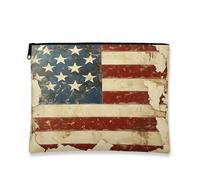 Vintage Makeup Bag, Antique American Flag Cosmetic Travel Bags for Women, Portable Small Canvas Zipper Pouch, Fourth of July Gift Skincare Toiletry Bag Organizer, Multicolor, 7x9 Inch, Flag