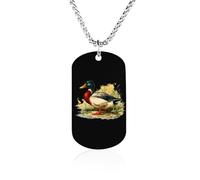 Vintage Mallard Duck Couples Memorial Necklaces for Women Men Square Titanium Steel Chains Pendant Jewelry Gift