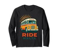 Vintage Malta Bus Journey - Retro Island Adventure Long Sleeve T-Shirt