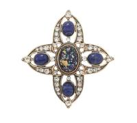 Vintage Maltese Cross Rhinestone Brooch for Women Antique Gold Toned Cabochon Stone Floral Leaf Clover Brooches Pins Elegant Coat Scarf Christmas Birthday Dress Accessories Gift, M, Metal, no gemstone