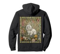 Vintage Maltese Puppy in Floral style of William Morris Pullover Hoodie