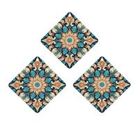 Vintage Mandala Flowers Car Air Freshener Hanging Incense Chips 3 Pack Automotive Scented Hanging Sheets Rhombus for Car Home Auto Interior Decor