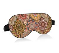 Vintage Mandala Flowers Islam Arabic Indian Ottoman Motifs Adjustable Sleep Mask Lightweight Blindfold with Fashion Patterns Elastic Hidden Strap Relaxing Light Block 9.45 x 3.9 inch