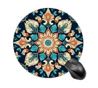 Vintage Mandala Flowers Round Mouse Pad 7.8 Inch, Portable Gaming Mouse Mat with Non-Slip Rubber Base & Smooth Surface, Waterproof Mousepad for PC, Laptop, Computer, Office, Home