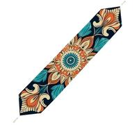 Vintage Mandala Flowers Table Runner for Dining Table, Short Plush Runners Washable & Durable Tablerunner Modern Home Decor for Wedding, Kitchen, Holiday 178*33cm