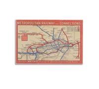 Vintage Map A Map of The Underground for The British Empire Exhibition Poster Wall Art Print Retro Aesthetic Room Decor Painting Canvas Home And Office Decorations 08x12inch(20x30cm) Unframe-style