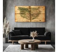Vintage Map Large Canvas Wall Art Painting Antique Topography Canvas Print Poster for Living Room Wall Art Decor, Pictures for Home Office Restaurant, 80x160cm Scenery Village