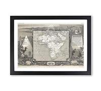 Vintage Map of Africa Framed Print | A2 Black Framed Wall Art | Ready to Hang | Classic Map Picture | Living Room Bedroom Lounge Office