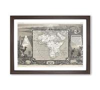 Vintage Map of Africa Framed Print | A2 Walnut Framed Wall Art | Ready to Hang | Classic Map Picture | Living Room Bedroom Lounge Office