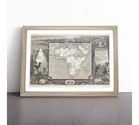 Vintage Map of Africa Framed Wall Art Print Oak A2 | Ready to Hang, Satin Fine Art Paper, Fade-Resistant Inks, Acrylic Glazing, Securely Packaged, Made in the UK