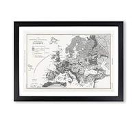 Vintage Map of Europe by Oliver Goldsmith Framed Print | A2 Black Framed Wall Art | Ready to Hang | Classic Map Picture | Living Room Bedroom Lounge Office