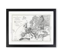 Vintage Map Of Europe By Oliver Goldsmith Vintage Framed Print | A2 Black Framed Wall Art | Ready to Hang | Classic Map Picture | Living Room Bedroom Lounge Office