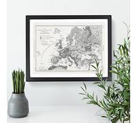 Vintage Map Of Europe By Oliver Goldsmith Vintage Framed Print | A3 Black Framed Wall Art | Ready to Hang | Classic Map Picture | Living Room Bedroom Lounge Office