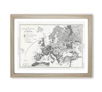 Vintage Map Of Europe By Oliver Goldsmith Vintage Framed Print | A3 Oak Framed Wall Art | Ready to Hang | Classic Map Picture | Living Room Bedroom Lounge Office