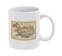 Vintage Map of Iceland 1756 Coffee Mug White Ceramic 11 Oz Tea Cup with Antique 18th Century Cartography Graphic for History Lovers Daily Office and Home Use