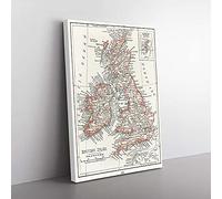 Vintage Map of The British Isles Canvas Wall Art Print 30x20 Inch