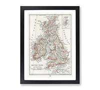 Vintage Map Of The British Isles Vintage Framed Print | A3 Black Framed Wall Art | Ready to Hang | Classic Flag Picture | Living Room Bedroom Lounge Office