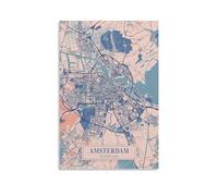 Vintage Map Poster Europe Netherlands Amsterdam Room Living Room Decor Modern Aesthetic Wall Art Gift For Friend Bed Unframe-style 16x24inch(40x60cm)
