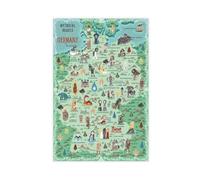 Vintage Map posterMythical Beasts Of Germany Map posterCanvas Wall Art Decor Print Picture Paintings for Living Room Bedroom Decoration 08x12inch(20x30cm)